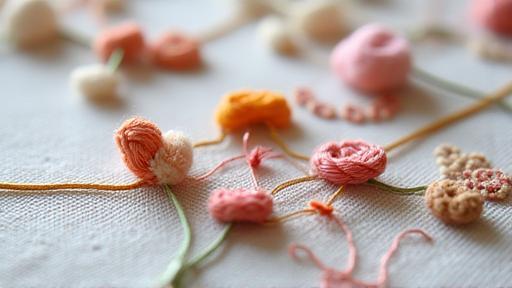 Close up of embroidery stitches